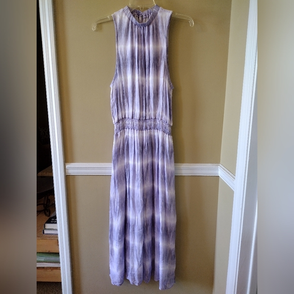 Bella Dahl Purple Lilac Cream Tie Dye Midi Dress Size Medium - Picture 2 of 9